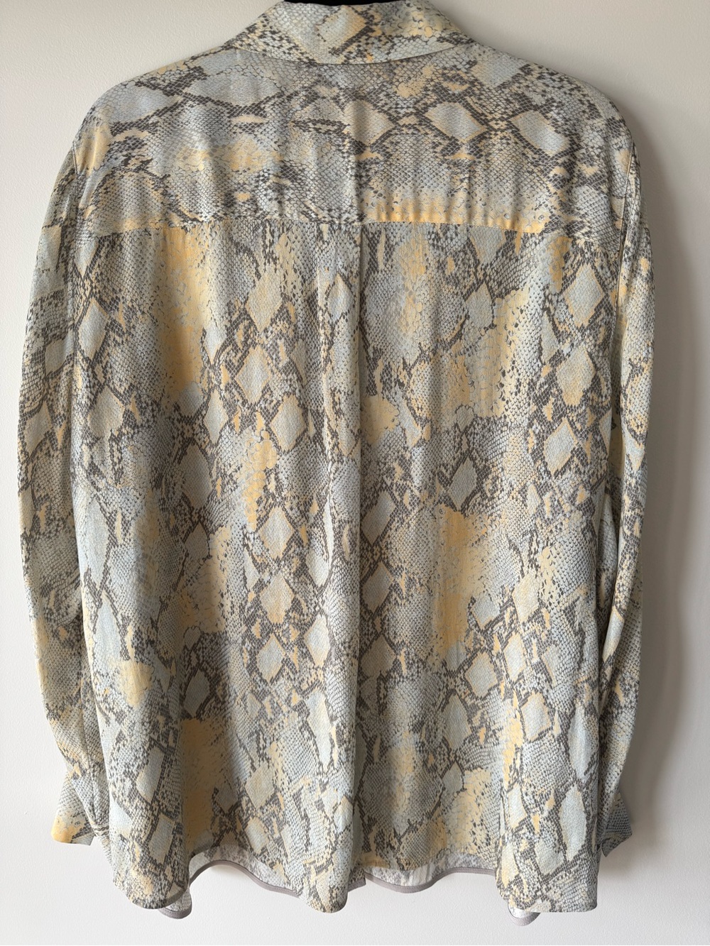Lafayette 148 New York Snake-Print Button-Down Blouse in Yellow and Gray - Picture 11 of 16